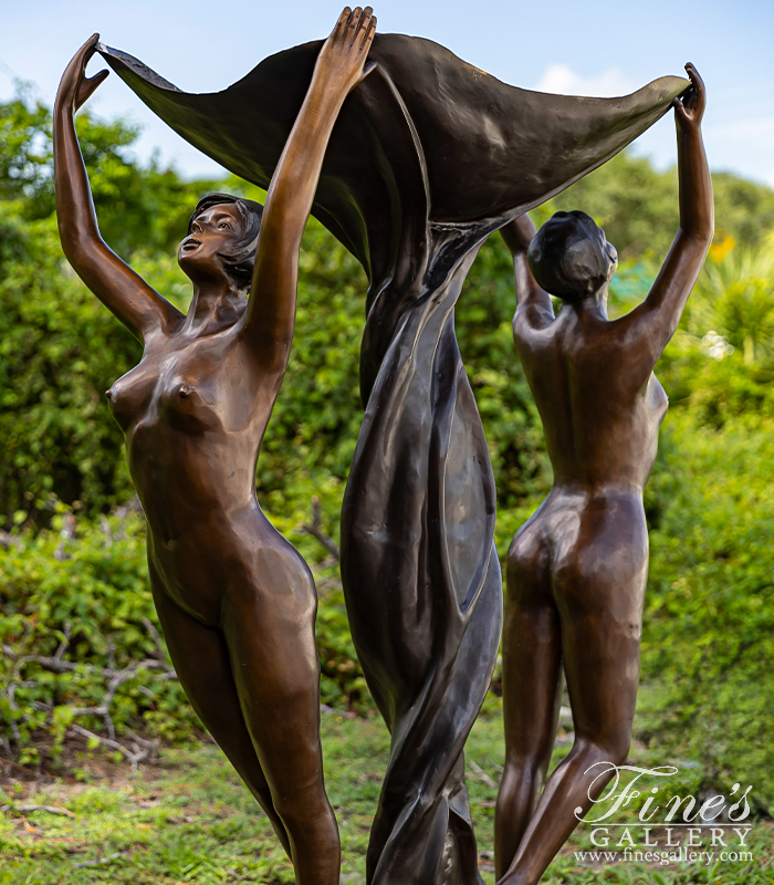 Bronze Fountains  - Art Deco Bronze Nude Women Fountain  - BF-899